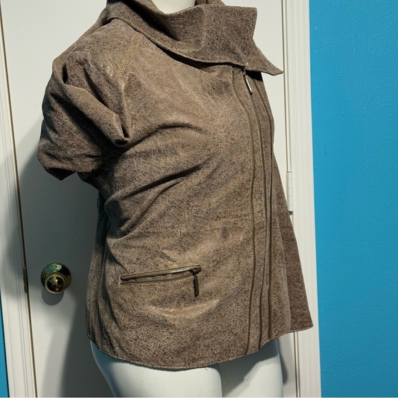 BRADLEY BAYOU women’s distressed crackle brown leather jacket Western Boho Large - Picture 3 of 17